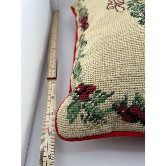Vintage Lillian Vernon Home For The Holidays Christmas Wool Needlepoint Pillow - Picture 3 of 7